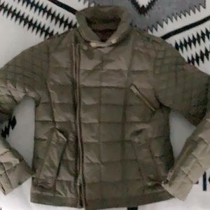 Sorel brand quilted winter jacket, olive green